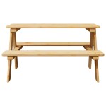 vidaXL Masă pentru copii cu bănci „IRUN” 90x79,5x50 cm lemn masiv