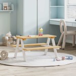 vidaXL Masa pentru copii cu banci "IRUN" alb 90x79,5x50cm lemn masiv vidaXL Masa pentru copii cu banci "IRUN" alb 90x79,5x50cm lemn masiv