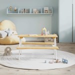 vidaXL Masa pentru copii cu banci "IRUN" alb 90x79,5x50cm lemn masiv vidaXL Masa pentru copii cu banci "IRUN" alb 90x79,5x50cm lemn masiv