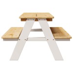 vidaXL Masa pentru copii cu banci "IRUN" alb 90x79,5x50cm lemn masiv vidaXL Masa pentru copii cu banci "IRUN" alb 90x79,5x50cm lemn masiv