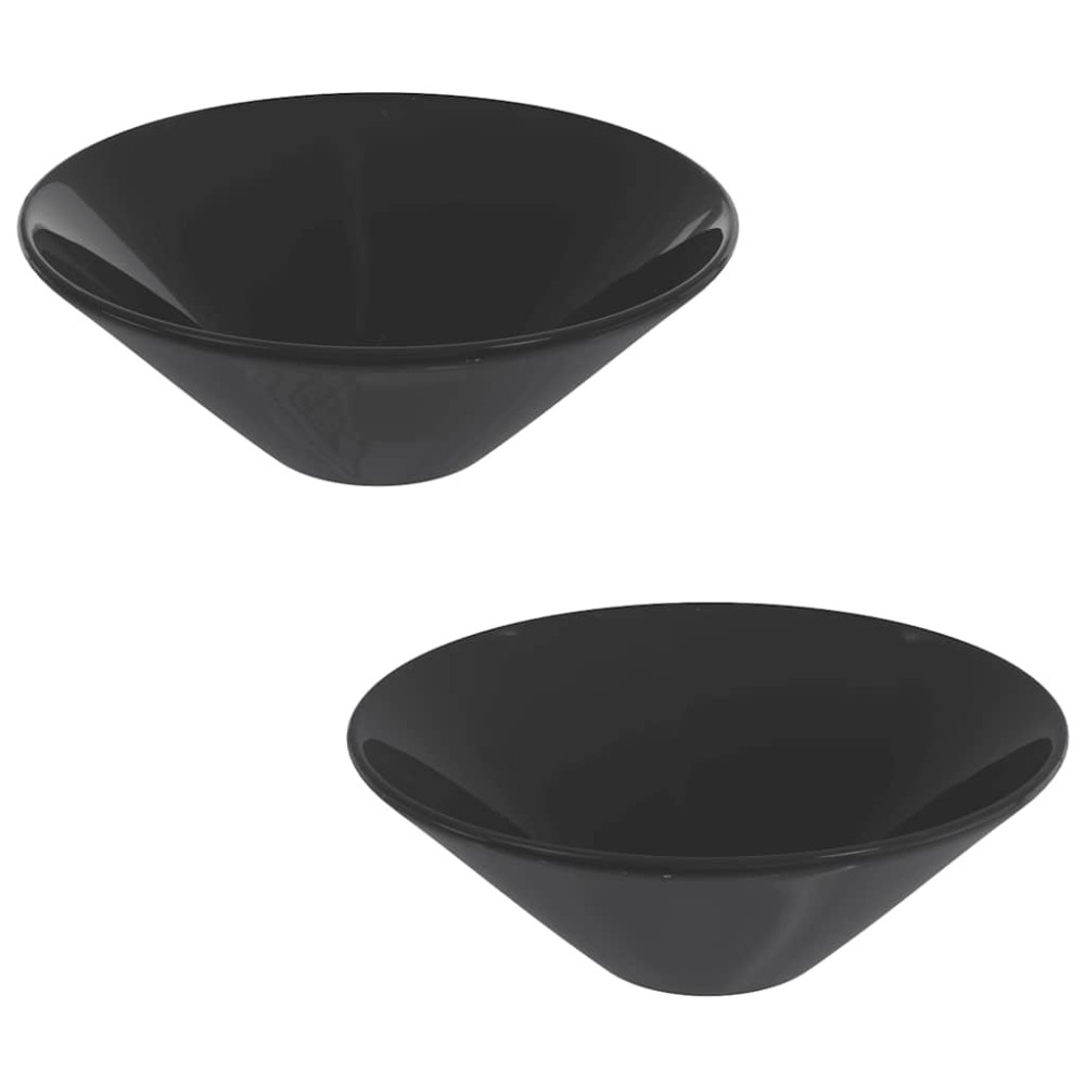 vidaXL Lavoare 2 buc Negru lucios Ø42x14 cm Ceramic