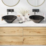 vidaXL Lavoare 2 buc Negru lucios Ø42x14 cm Ceramic vidaXL Lavoare 2 buc Negru lucios Ø42x14 cm Ceramic