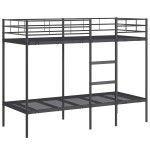 vidaXL Pat supraetajat fără saltea negru 80x200 cm oțel