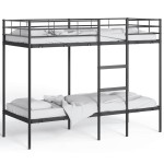 vidaXL Pat supraetajat fără saltea negru 80x200 cm oțel