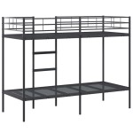 vidaXL Pat supraetajat fără saltea negru 80x200 cm oțel
