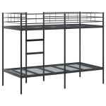 vidaXL Pat supraetajat fără saltea negru 90x190 cm oțel