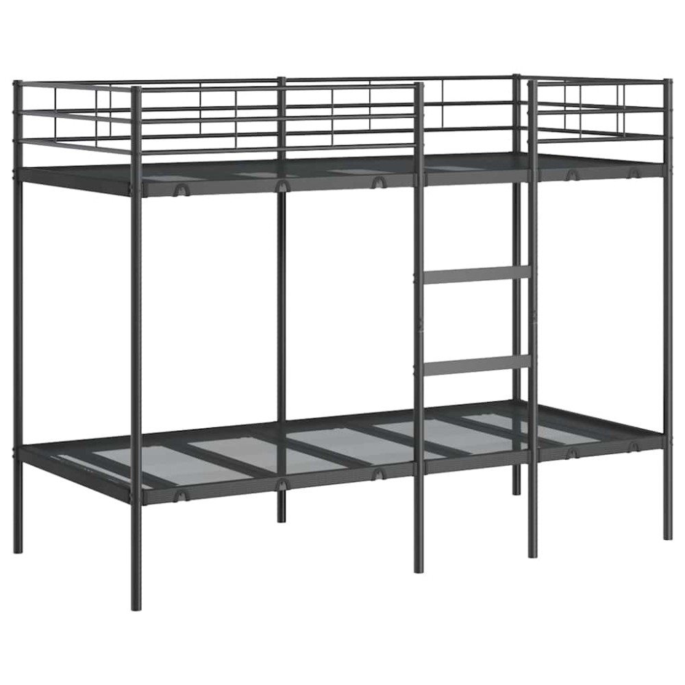vidaXL Pat supraetajat fără saltea negru 100x190 cm oțel
