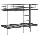 vidaXL Pat supraetajat fără saltea negru 100x190 cm oțel vidaXL Pat supraetajat fără saltea negru 100x190 cm oțel