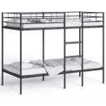 vidaXL Pat supraetajat fără saltea negru 100x190 cm oțel vidaXL Pat supraetajat fără saltea negru 100x190 cm oțel
