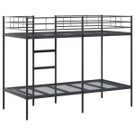 vidaXL Pat supraetajat fără saltea negru 100x190 cm oțel vidaXL Pat supraetajat fără saltea negru 100x190 cm oțel