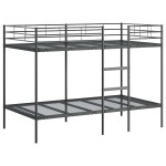 vidaXL Pat supraetajat fără saltea negru 100x200 cm oțel
