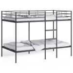 vidaXL Pat supraetajat fără saltea negru 100x200 cm oțel