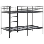 vidaXL Pat supraetajat fără saltea negru 100x200 cm oțel