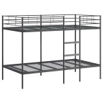 vidaXL Pat supraetajat fără saltea negru 107x203 cm oțel vidaXL Pat supraetajat fără saltea negru 107x203 cm oțel