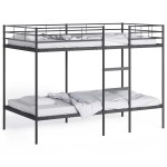 vidaXL Pat supraetajat fără saltea negru 107x203 cm oțel vidaXL Pat supraetajat fără saltea negru 107x203 cm oțel