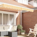 vidaXL Umbra pentru terasă, 2.5 m, galben și alb, 2.3x0.2 m