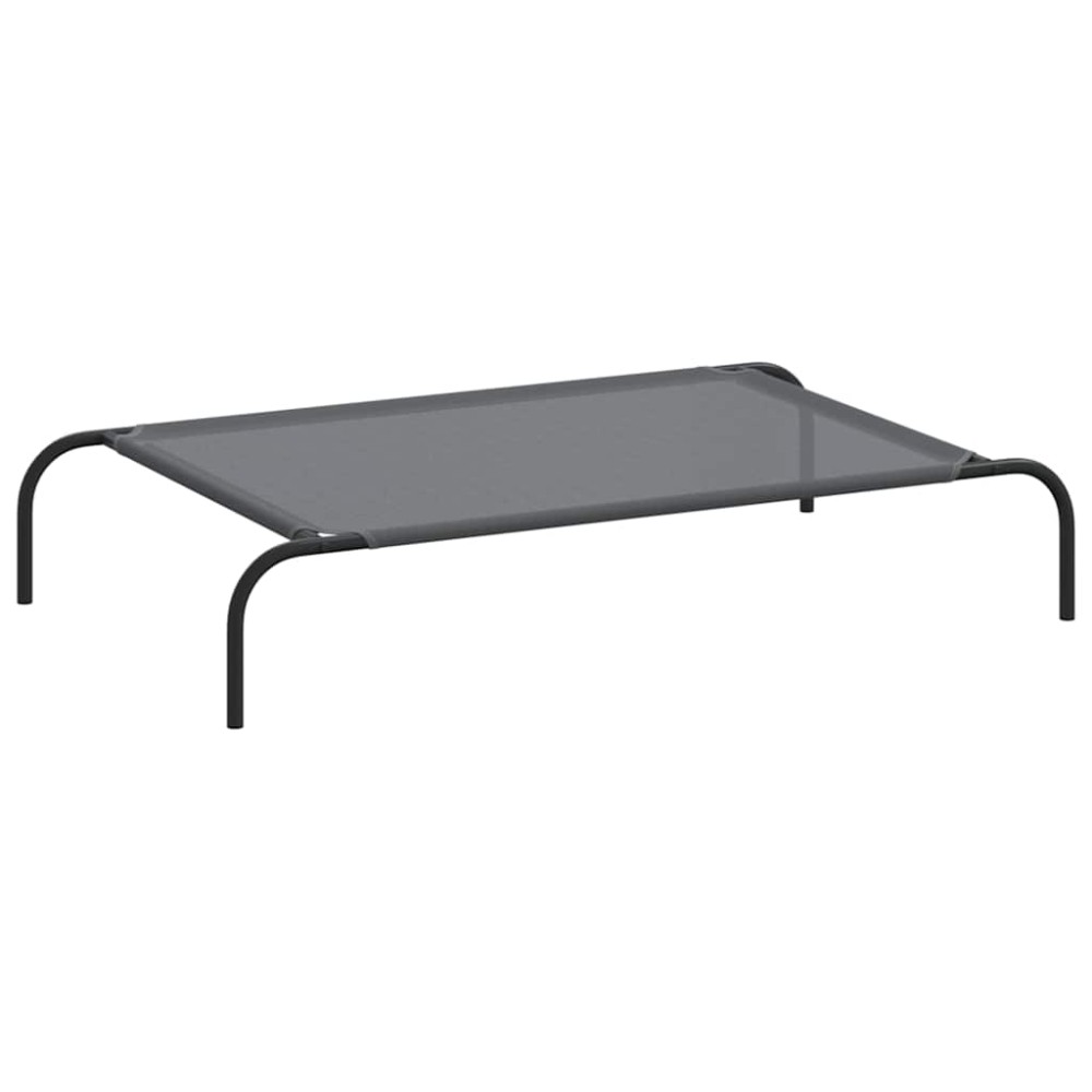 vidaXL Pat înălțat pentru câini gri 110x65x20 cm Textilenă și oțel