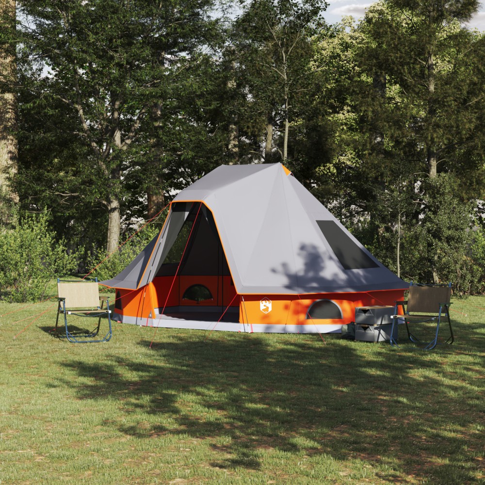 vidaXL Cort de familie Tipi Manual Gri, Portocaliu 466 x 310 x 240 cm