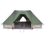 vidaXL Cort de familie Tipi cu acoperiș Verde 680 x 430 x 270 cm
