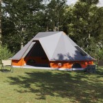 vidaXL Cort pentru Familie Tipi - Gri și portocalie, pentru 10 persoane, impermeabil