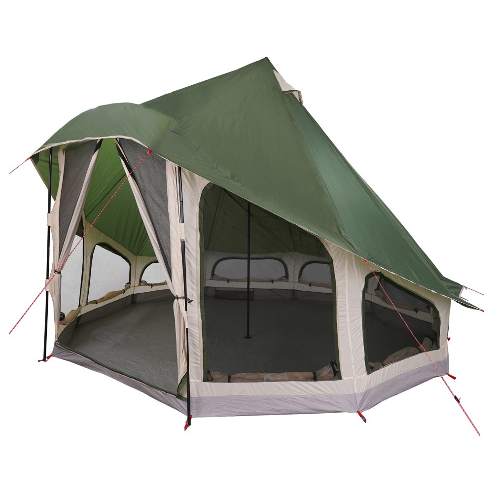vidaXL Cort Familial Tipi Verde 6 Persoane Impermeabil