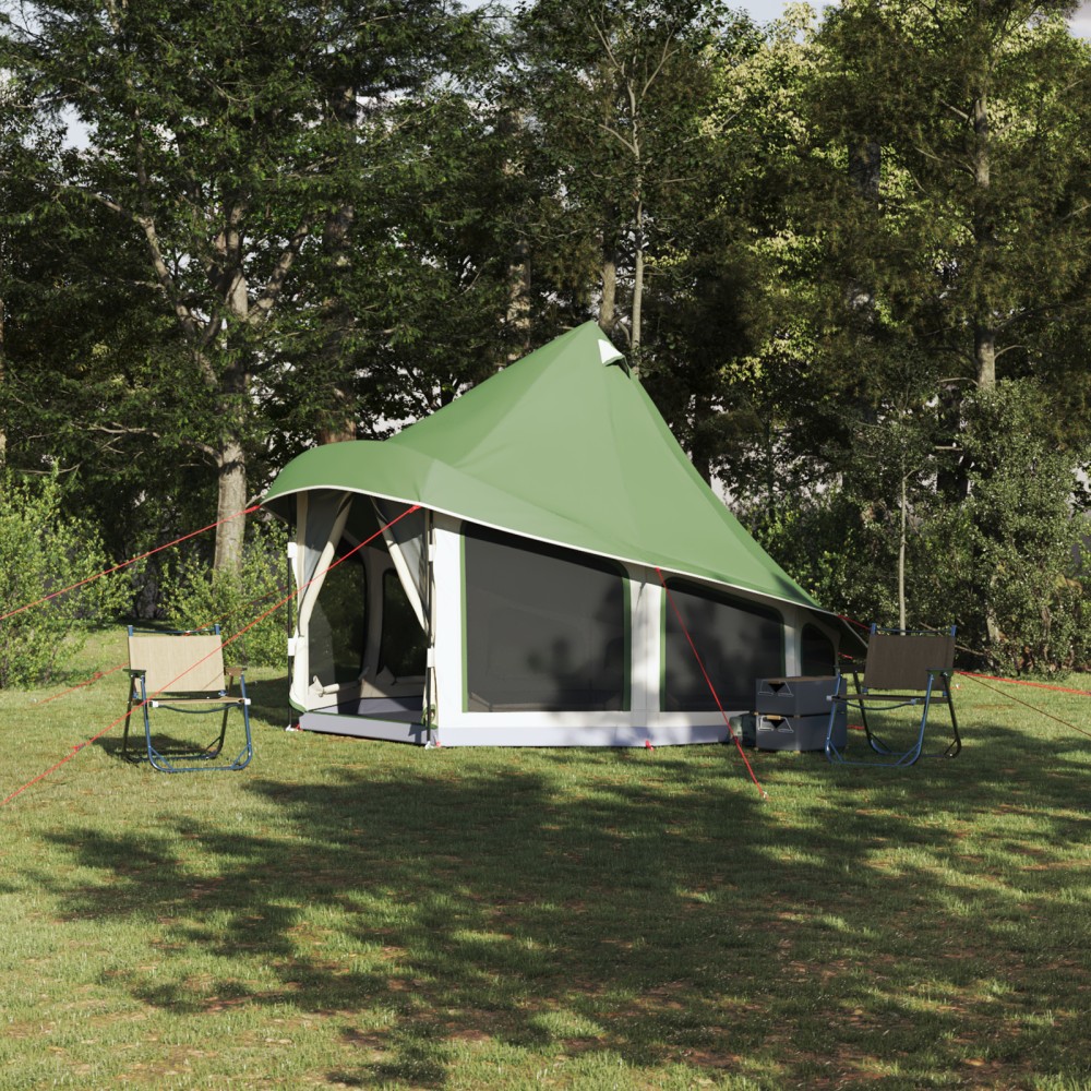 vidaXL Cort Familial Tipi Verde 6 Persoane Impermeabil