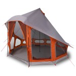 vidaXL Cort de familie Tipi Gri și Portocalie 404 x 370 x 270 cm vidaXL Cort de familie Tipi Gri și Portocalie 404 x 370 x 270 cm