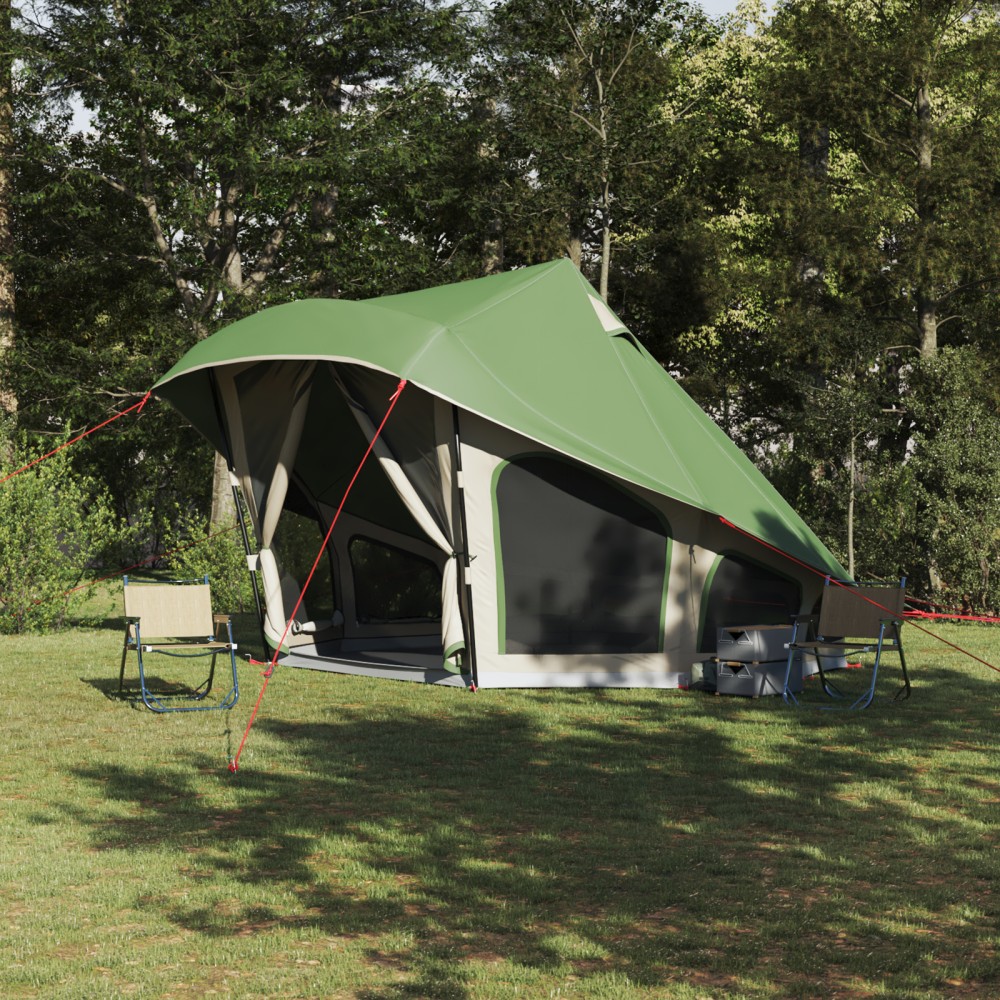 vidaXL Cort pentru Familie Tipi Verde 10-Persoane Impermeabil
