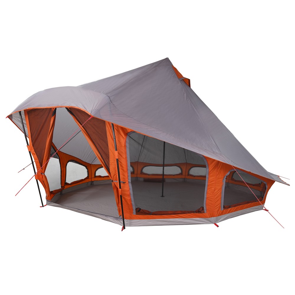 vidaXL Cort de familie Tipi Gri și Portocalie 508 x 470 x 300 cm