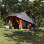 vidaXL Cort de familie Tipi Gri și Portocalie 508 x 470 x 300 cm vidaXL Cort de familie Tipi Gri și Portocalie 508 x 470 x 300 cm