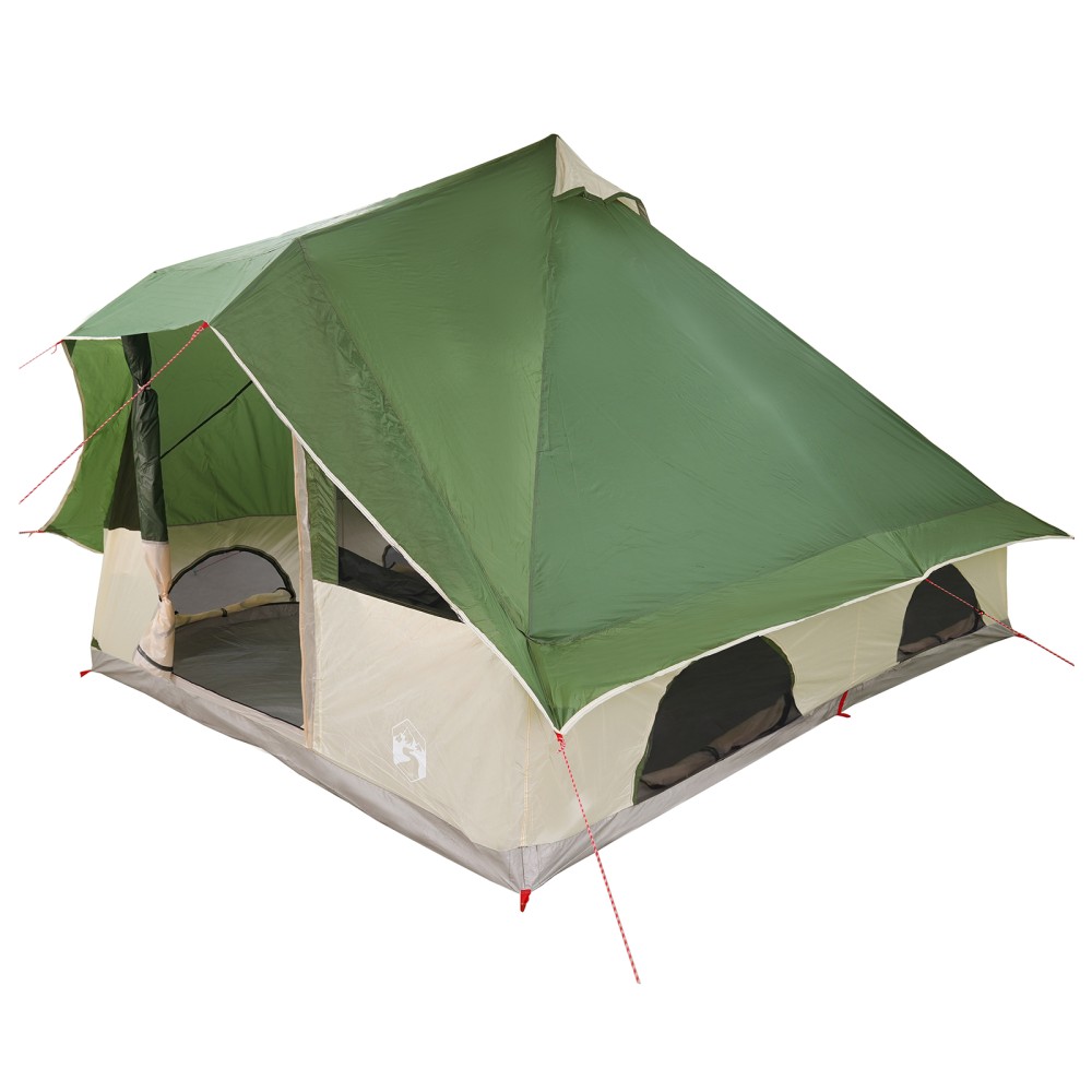 vidaXL Cort de familie Tipi Manual Verde și Bej 358 x 296 x 258 cm
