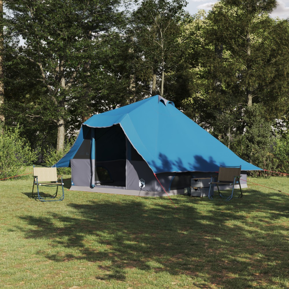 vidaXL Cort de familie Tipi Manual Albastru și Gri 358 x 296 x 258 cm