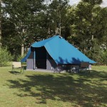 vidaXL Cort de familie Tipi Manual Albastru și Gri 358 x 296 x 258 cm vidaXL Cort de familie Tipi Manual Albastru și Gri 358 x 296 x 258 cm