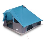 vidaXL Cort de familie Tipi Manual Albastru și Gri 358 x 296 x 258 cm vidaXL Cort de familie Tipi Manual Albastru și Gri 358 x 296 x 258 cm