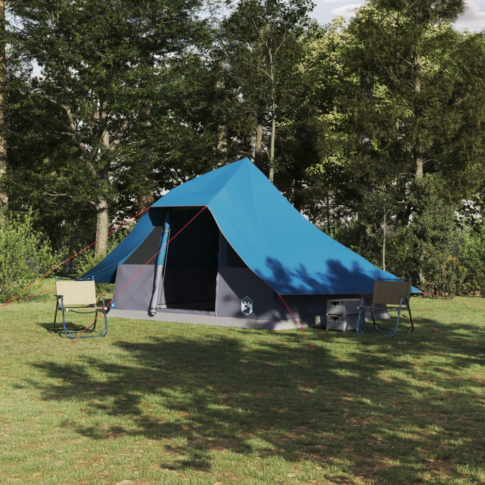 vidaXL Cort de familie Tipi cu acoperiș albastru 364 x 281 x 257 cm