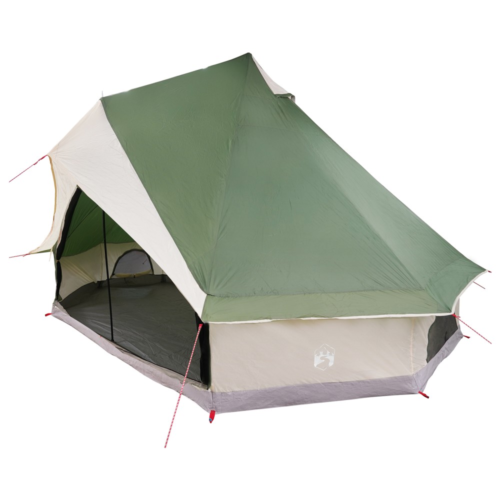 vidaXL Cort de familie Tipi Manual Verde și bej 400 x 346 x 250 cm