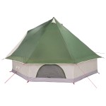 vidaXL Cort de familie Tipi Manual Verde și bej 400 x 346 x 250 cm vidaXL Cort de familie Tipi Manual Verde și bej 400 x 346 x 250 cm