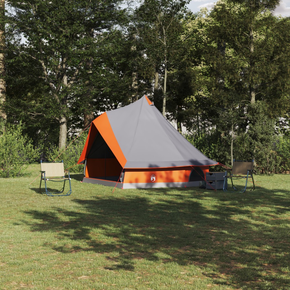 vidaXL Cort de familie Tipi Gri și Portocalie 400 x 346 x 250 cm