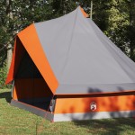 vidaXL Cort de familie Tipi Gri și Portocalie 400 x 346 x 250 cm vidaXL Cort de familie Tipi Gri și Portocalie 400 x 346 x 250 cm