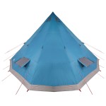vidaXL Cort de familie Tipi Manual Albastru și Gri 560 x 560 x 300 cm vidaXL Cort de familie Tipi Manual Albastru și Gri 560 x 560 x 300 cm