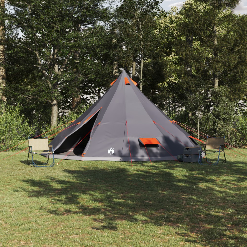 vidaXL Cort de familie Tipi Gri și Portocalie 560 x 560 x 300 cm
