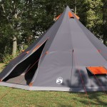 vidaXL Cort de familie Tipi Gri și Portocalie 560 x 560 x 300 cm vidaXL Cort de familie Tipi Gri și Portocalie 560 x 560 x 300 cm
