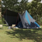 vidaXL Cort de familie Tipi Manual Albastru și Gri 510 x 690 x 330 cm vidaXL Cort de familie Tipi Manual Albastru și Gri 510 x 690 x 330 cm