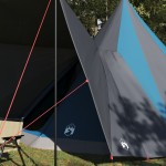 vidaXL Cort de familie Tipi Manual Albastru și Gri 510 x 690 x 330 cm vidaXL Cort de familie Tipi Manual Albastru și Gri 510 x 690 x 330 cm