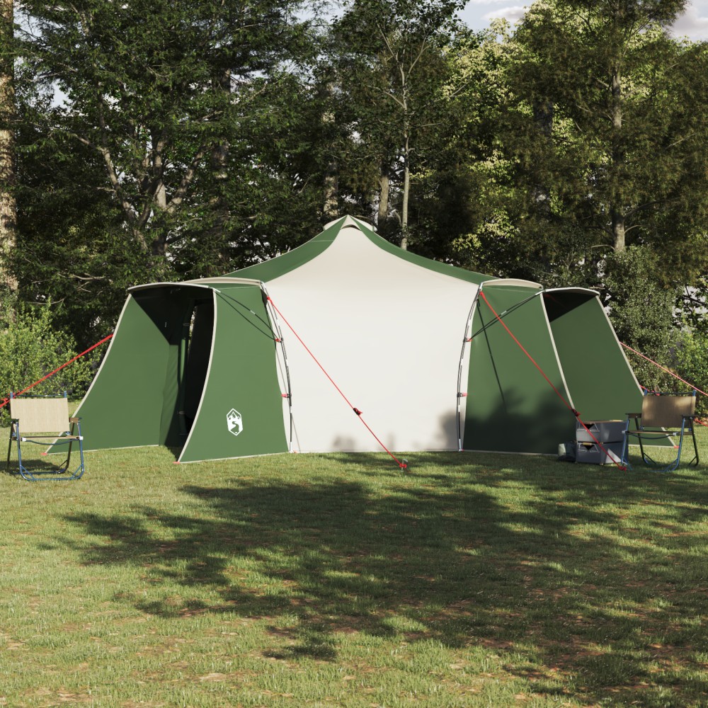 vidaXL Cort Tipi pentru Familie, Verde, pentru 8 Persoane Impermeabil
