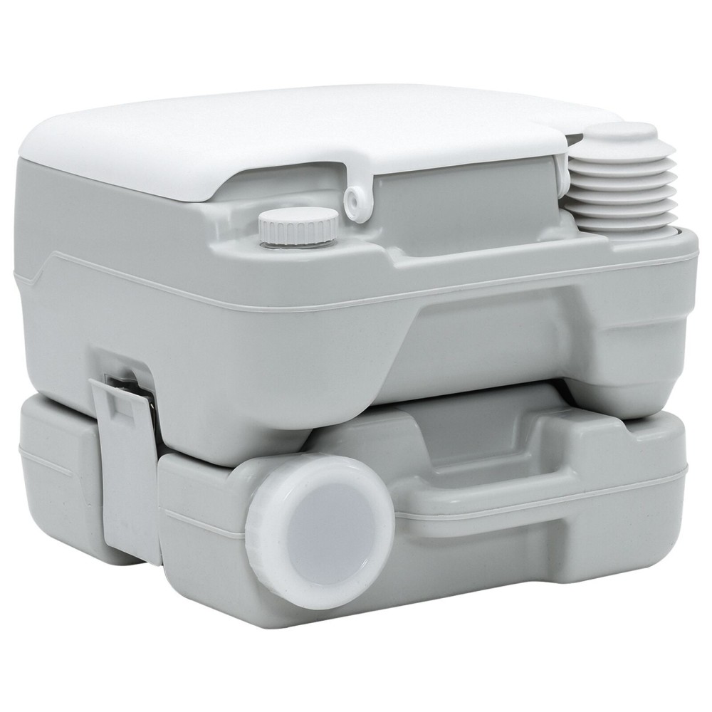vidaXL Toaletă portabilă, gri & alb, plastic, 10 L
