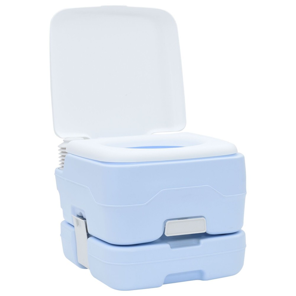 vidaXL Toaletă portabilă, albastru & alb, plastic, 10 L