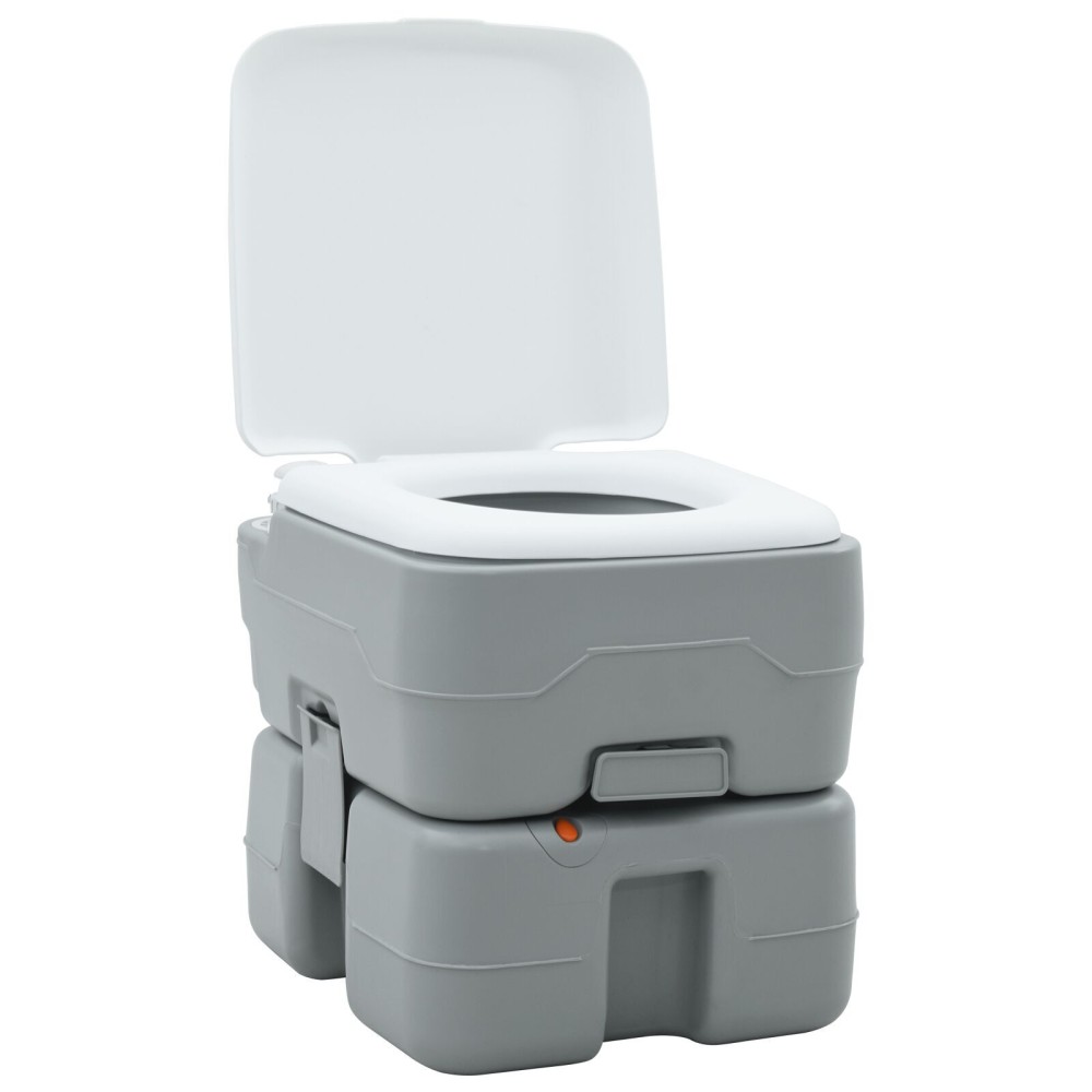 vidaXL Toaletă de camping portabilă, gri, 10L apă curată&20L deșeuri