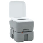 vidaXL Toaletă de camping portabilă, gri, 10L apă curată&20L deșeuri vidaXL Toaletă de camping portabilă, gri, 10L apă curată&20L deșeuri