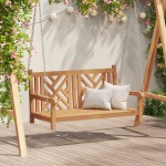 vidaXL Bancă swinging Altele Maro 114 x 60 x 64 cm Lemn masiv de tec